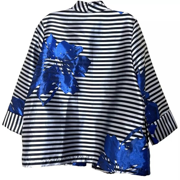 IC by Connie K Jacket XXL Art to Wear Graphic Abstract Floral Stripe Metallic - Picture 2 of 10